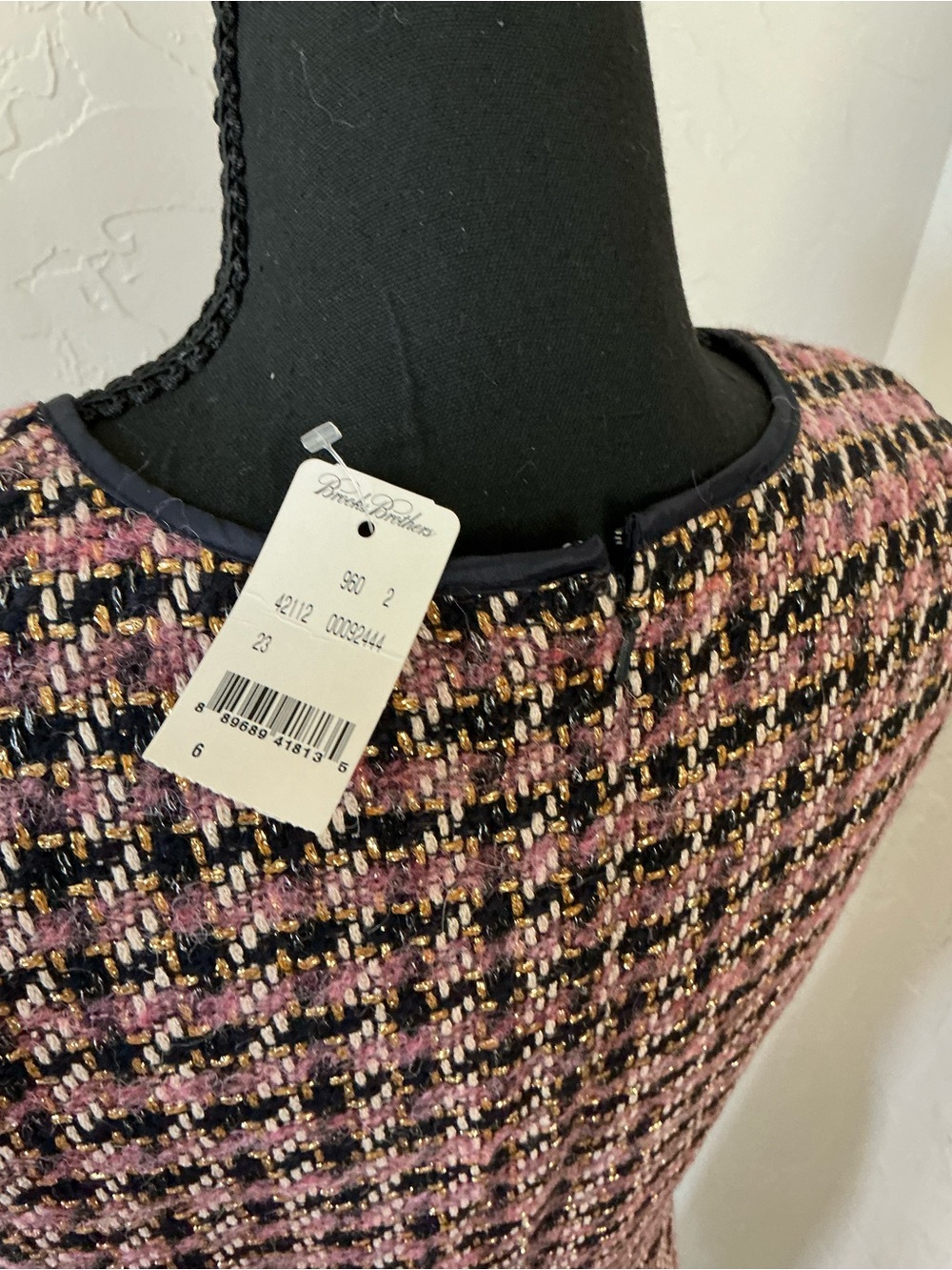 Brooks Brothers Pink and Black Tweed Sleeveless Shift Dress - Picture 3 of 3